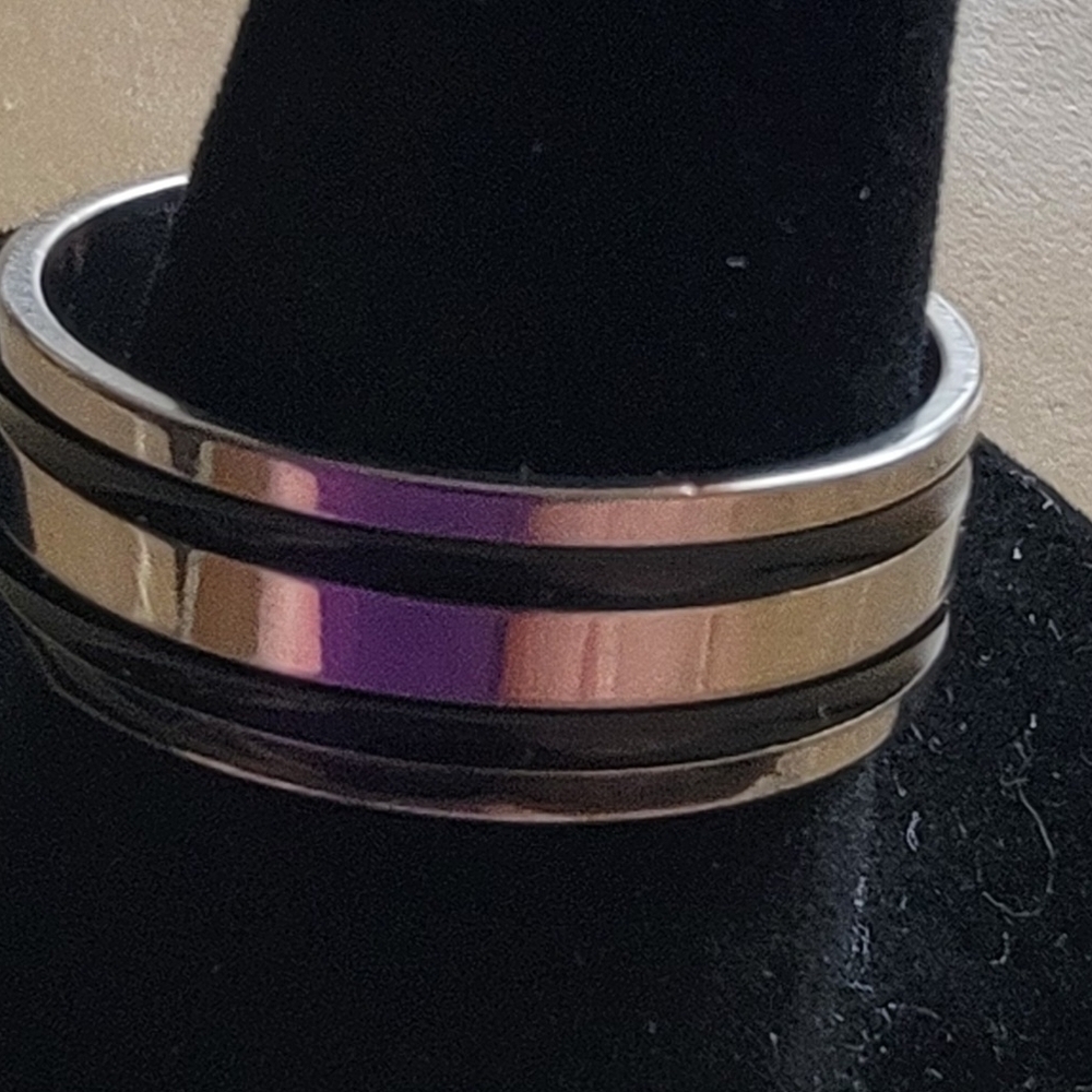 New Steel Silver and Black Men's Ring Band.